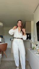 Blusa Branca Transpassada Renda - Off White
