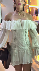 Vestido Ciganinha Corselet - Off White