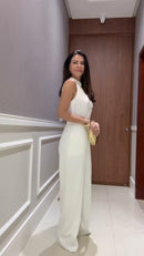 Macacão Branco Botões Dourados - Off White