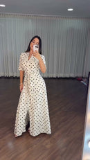 Vestido Chemise Poá Preto e Branco - Off White Poá