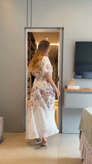 Vestido Floral Midi Chemise - Floral Branco