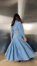 Conjunto Jeans Saia Rodada - Jeans Azul