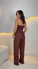 Conjunto Marrom Peplum - Marrom Chocolate