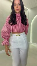 Conjunto Cropped Listras Vermelho - Listrado Vermelho
