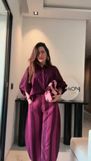 Conjunto Pantalona Listrada - Vinho