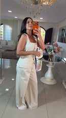 Conjunto Off White Colete Wide Leg - Off White