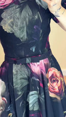 Vestido Longo Floral Dark - Preto Floral