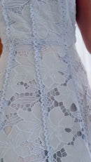 Vestido Midi Renda Flores 3D - Azul Serenity