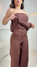 Conjunto Marrom Peplum - Marrom Chocolate