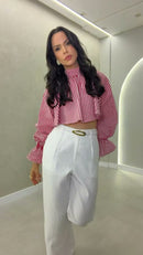 Conjunto Cropped Listras Vermelho - Listrado Vermelho