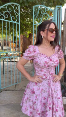 Vestido Floral Corselet Rosa - Rosa Floral