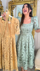 Vestido Renda Guipir - Verde Menta