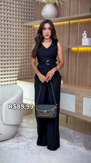 Conjunto Colete Utilitário Pantalona - Preto