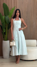 Vestido Branco Halter Midi - Branco
