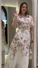 Vestido Floral Manga Bufante - Rosa Floral