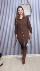 Vestido Chemise Marrom - Marrom