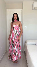 Vestido Floral Tulipas - Branco Floral