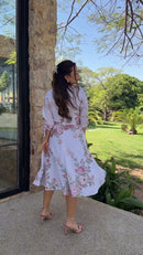 Vestido Midi Branco Estampa Rosas - Branco Floral