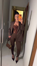 Conjunto Blazer Corset Marrom - Marrom
