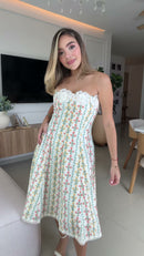 Vestido Floral Renda no Busto - Branco Floral