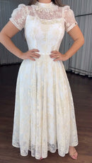 Vestido Off White Tule Bordado - Off White