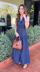 Vestido Jeans Maxi - Jeans Azul Escuro