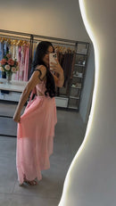 Vestido Rosa Frente Única Mullet - Rosa Claro