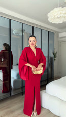 Vestido Longo Manga Kimono - Vermelho
