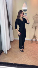 Vestido Midi Envelope Drapeado - Preto
