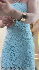Vestido Midi Renda Azul Tiffany - Azul Tiffany