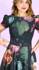Vestido Longo Floral Dark - Preto Floral