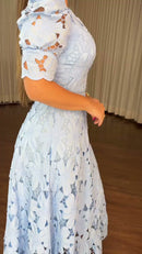 Vestido Midi Guipure Floral - Azul Serenity