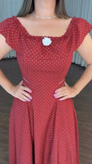 Vestido Longo Poá Vermelho - Vermelho Poá