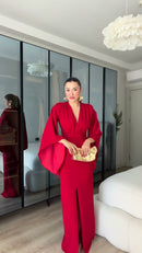 Vestido Longo Manga Kimono - Vermelho