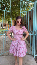 Vestido Floral Corselet Rosa - Rosa Floral