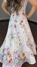 Vestido Midi Floral Aquarela - Off White Floral