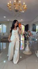 Conjunto Off White Colete Wide Leg - Off White