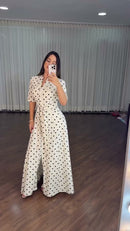 Vestido Chemise Poá Preto e Branco - Off White Poá