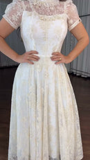 Vestido Off White Tule Bordado - Off White