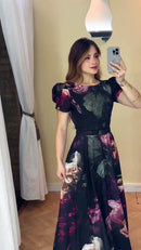 Vestido Longo Floral Dark - Preto Floral