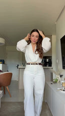 Blusa Branca Transpassada Renda - Off White
