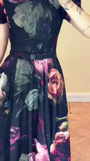 Vestido Longo Floral Dark - Preto Floral