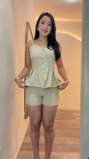 Conjunto Peplum Botões - Bege