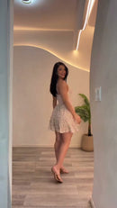 Vestido Floral Corpete Babados - Off White Floral