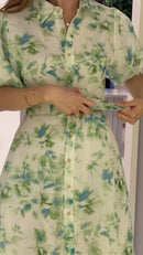 Vestido Floral Manga Bufante - Frente