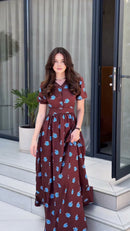 Vestido Vinho Floral - Frente